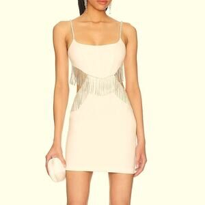NWT NBD Revolve Rhinestone Cutout Creamy White Dress
